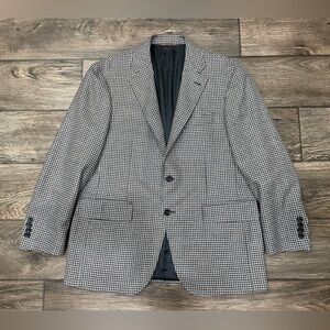 Canali‎ Kei Houndstooth Wool 2 Button Blazer Sz 40